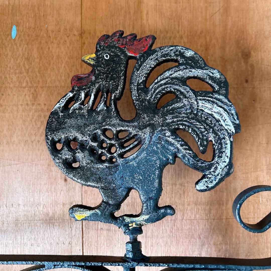 おしゃれな壁掛け時計 アンティーク 風見鶏top 両面時計 艶無し