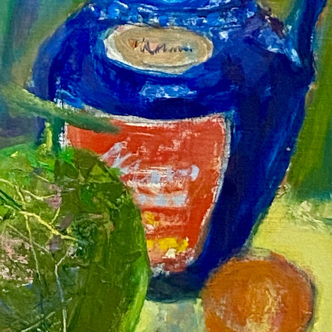 山岡恒ニ 『メロンとビン』 油絵 絵画 F6 独立須田賞 サイン入り