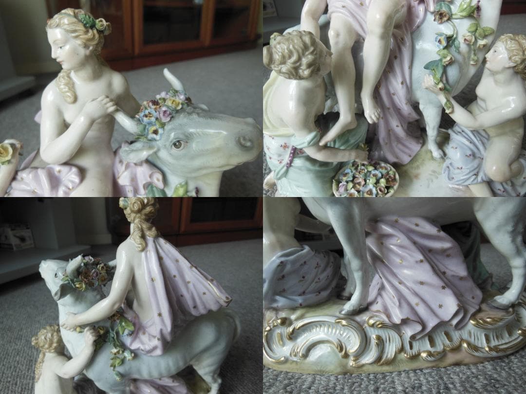 マイセン フィギュリン エウロパの誘拐 ボタン剣 1級品 エウロパと雄牛