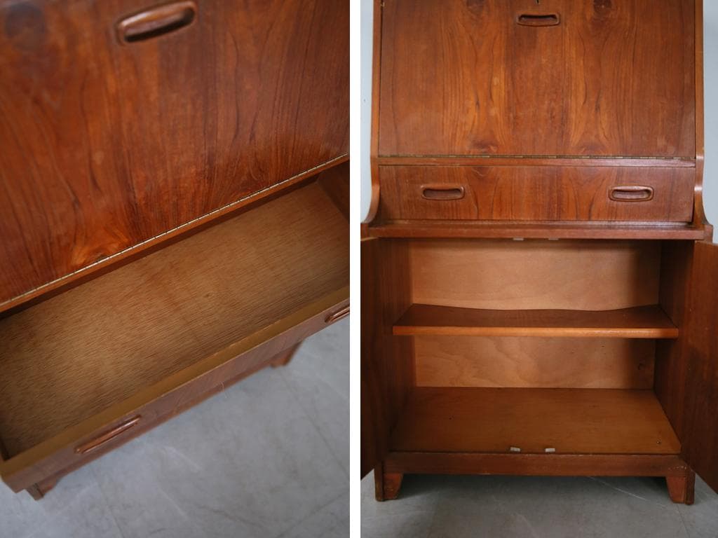 英国アンティークチーク古木ライティングビューロー/木製デスク/勉強机