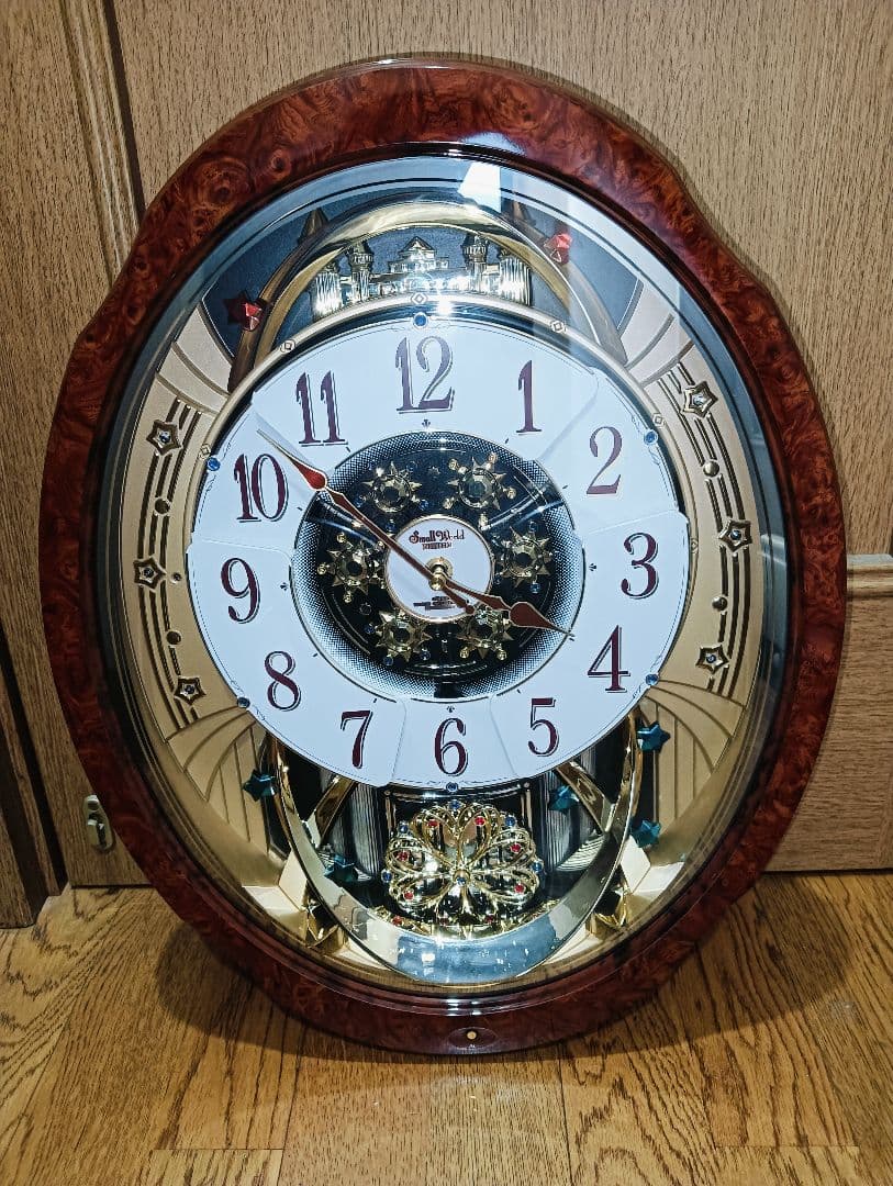 ⭕️極美品❗️リズム時計 電波カラクリ掛け時計 スモールワールドブルームGO