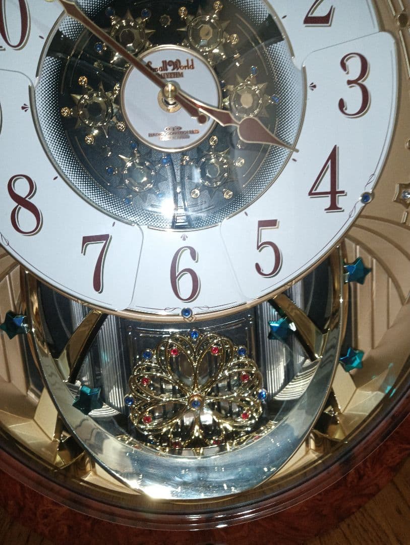 ⭕️極美品❗️リズム時計 電波カラクリ掛け時計 スモールワールドブルームGO