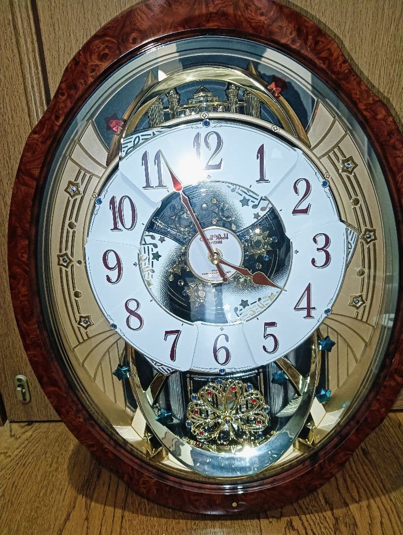 ⭕️極美品❗️リズム時計 電波カラクリ掛け時計 スモールワールドブルームGO