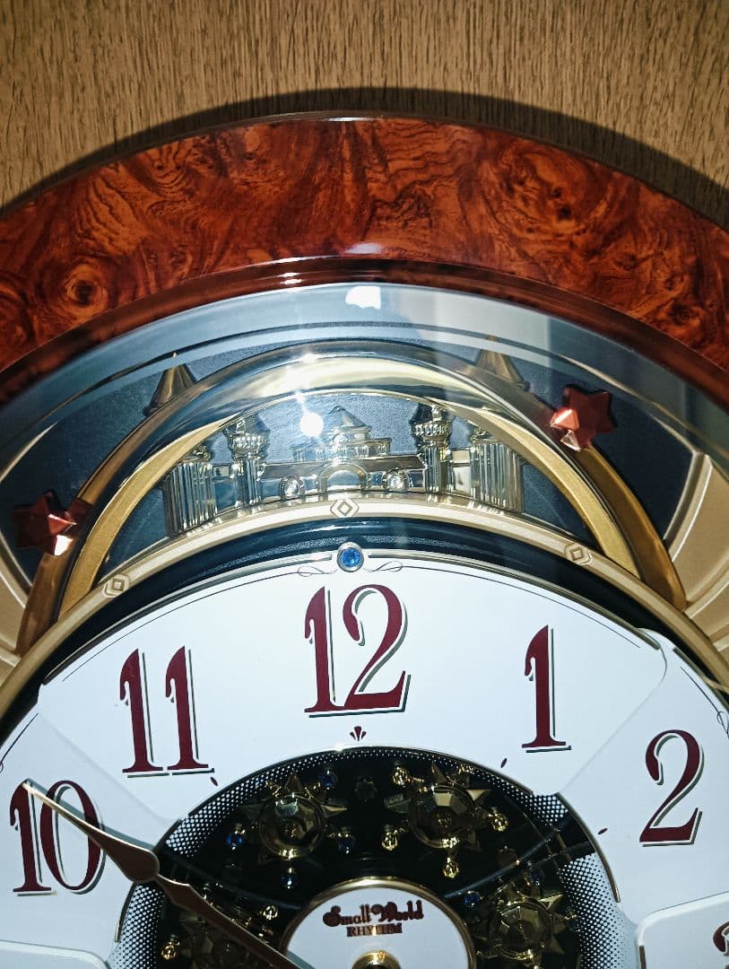 ⭕️極美品❗️リズム時計 電波カラクリ掛け時計 スモールワールドブルームGO