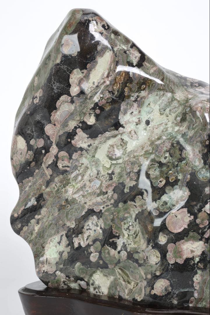 紅梅 梅花石 台座付 15kg 鑑賞石 牡丹石 菊花石 紋石 水石 原石 飾石