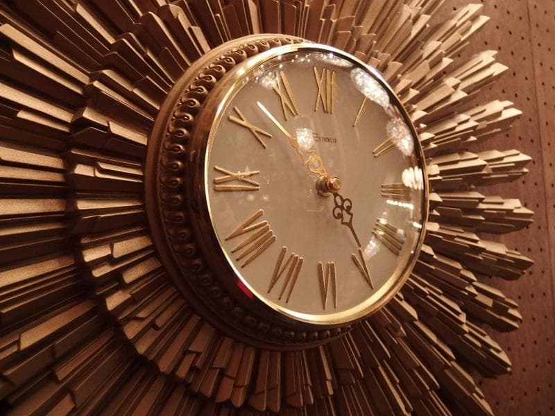 美品】60's Syroco サンバーストクロックミッドセンチュリー壁掛け時計