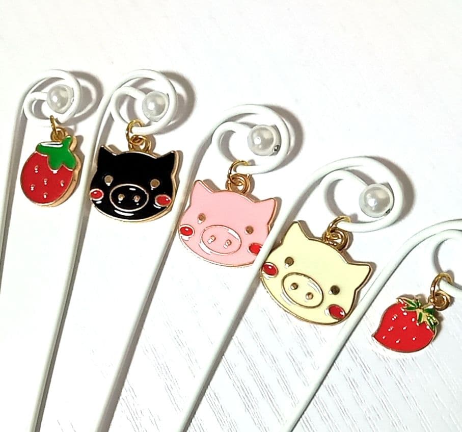 ガーデンピック☆ゆらゆらピック☆苺と3匹の子ぶた☆5本☆ガーデニング雑貨☆多肉植