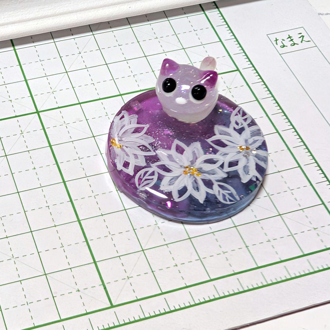 もちもち様　12.23 猫　レジンヘアゴム　グラデーション　花