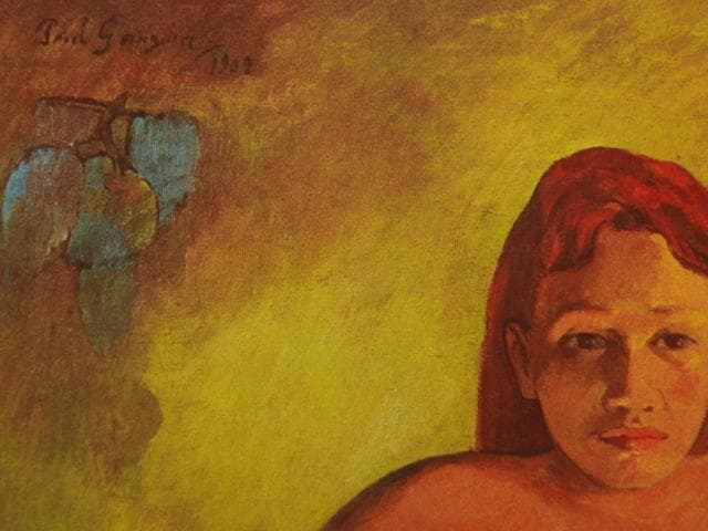 ゴーギャン、【扇子を持った娘】、希少な画集画、新品高級額 額装付、状態良好