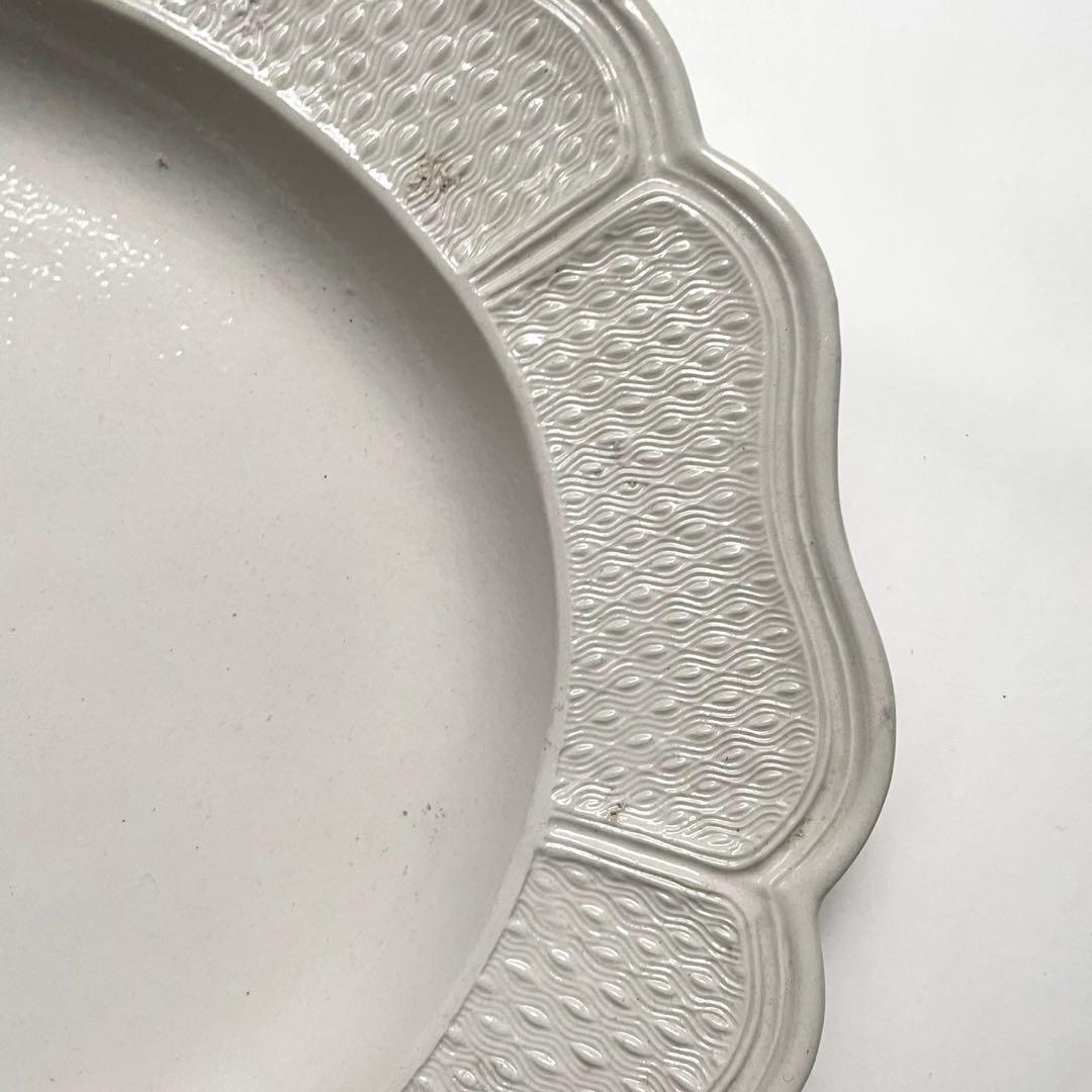 アンティークプレート 花リム オーバル 米粒レリーフ￼￼ 18世紀の器 西洋