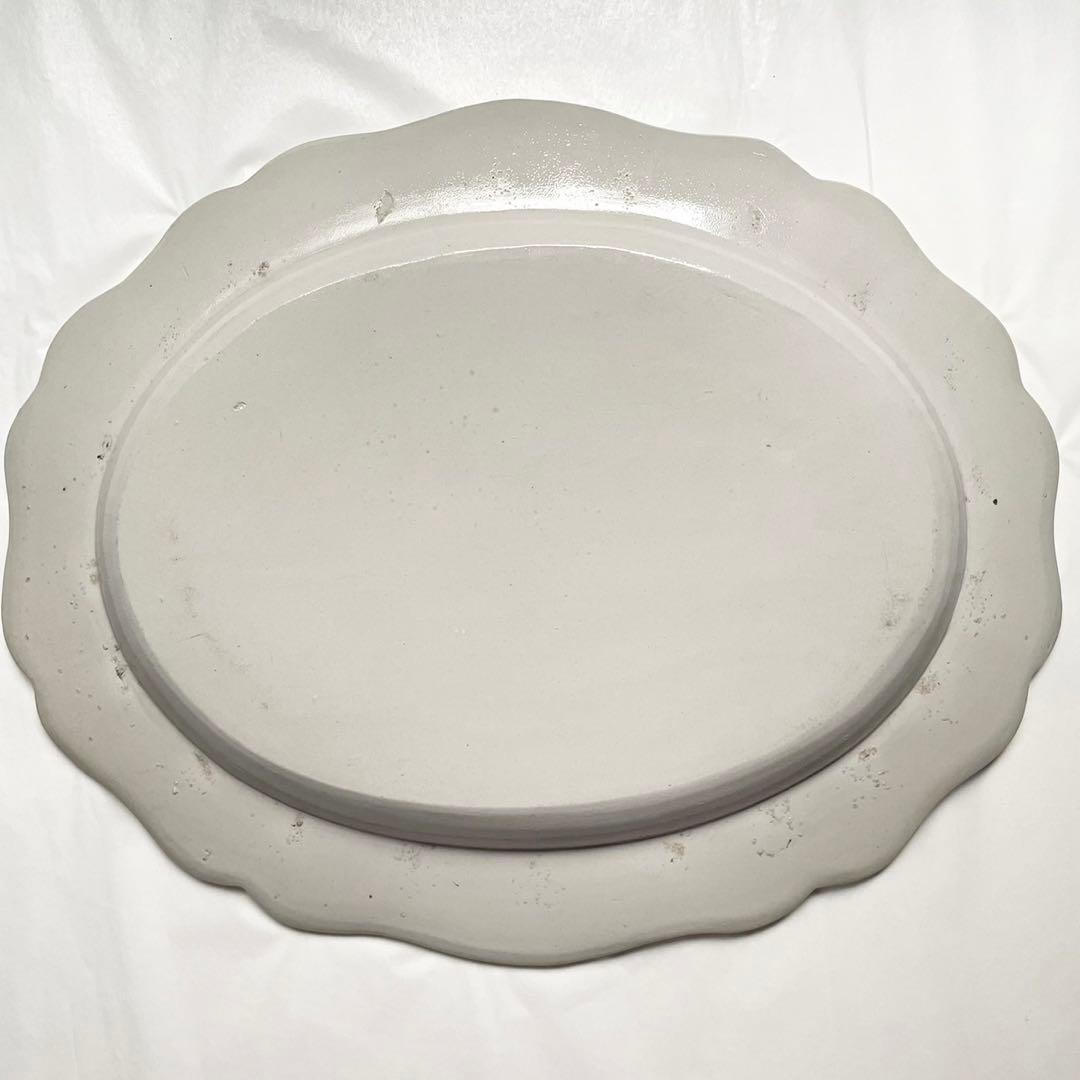 アンティークプレート 花リム オーバル 米粒レリーフ￼￼ 18世紀の器 西洋