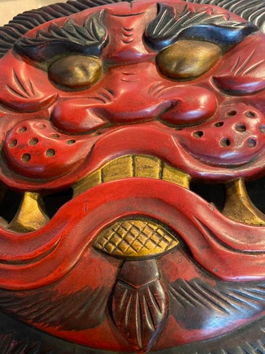 断捨離！【中古品】木彫りの赤鬼人形です。【送料無料】