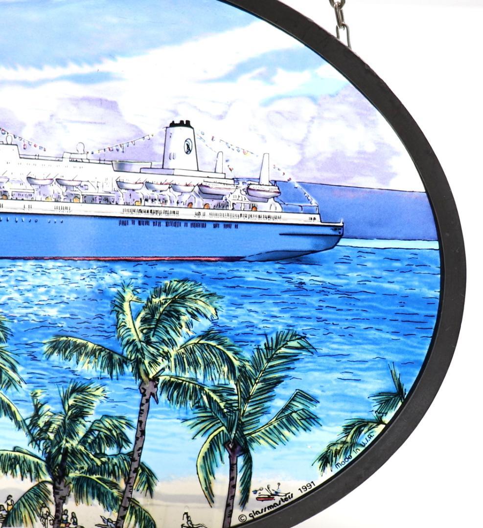 クルーズ船 豪華客船 ヴィンテージ ステンドグラス ビーチ 大型客船 海