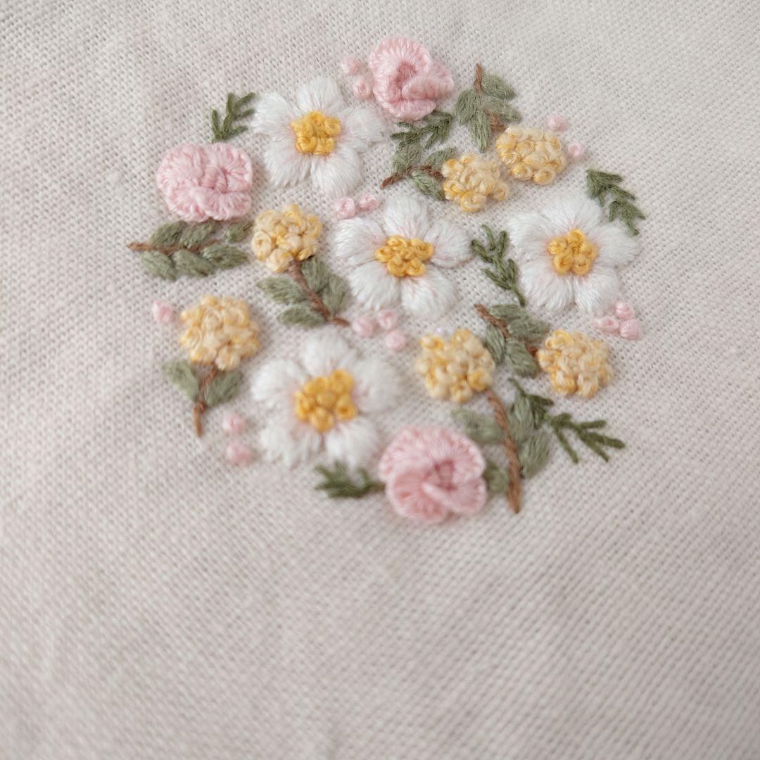 手刺繍入ちっちゃなぺたんこトートバック【花爛漫】
