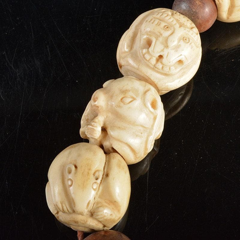 時代提げ物 獣骨製 干支 数珠 念珠 根付 D R4834
