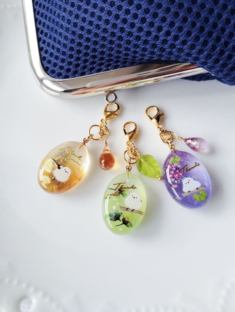 シマエナガのミニチャーム3個セット・ドリンクアソート〉