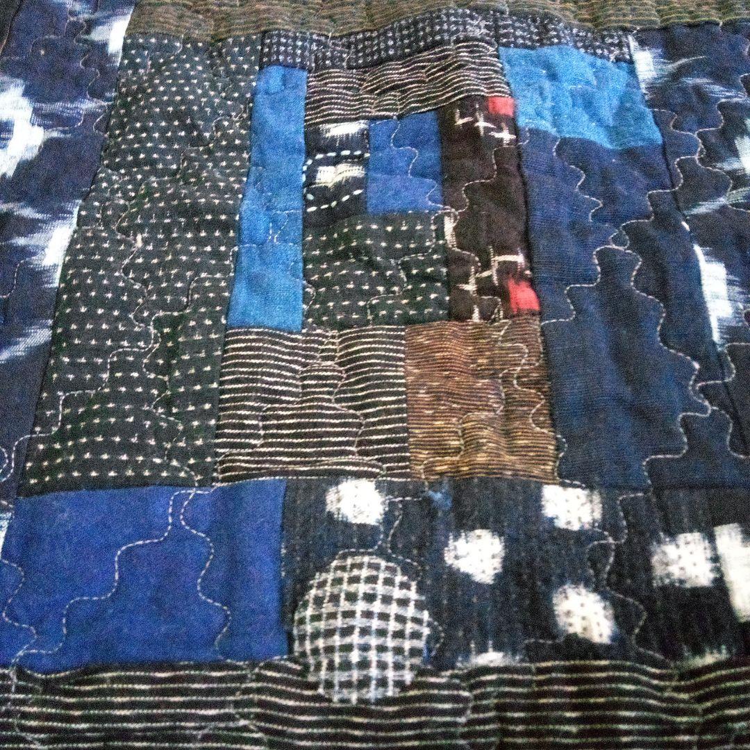 絣リメイク　パッチワーク柄　大判ラグ