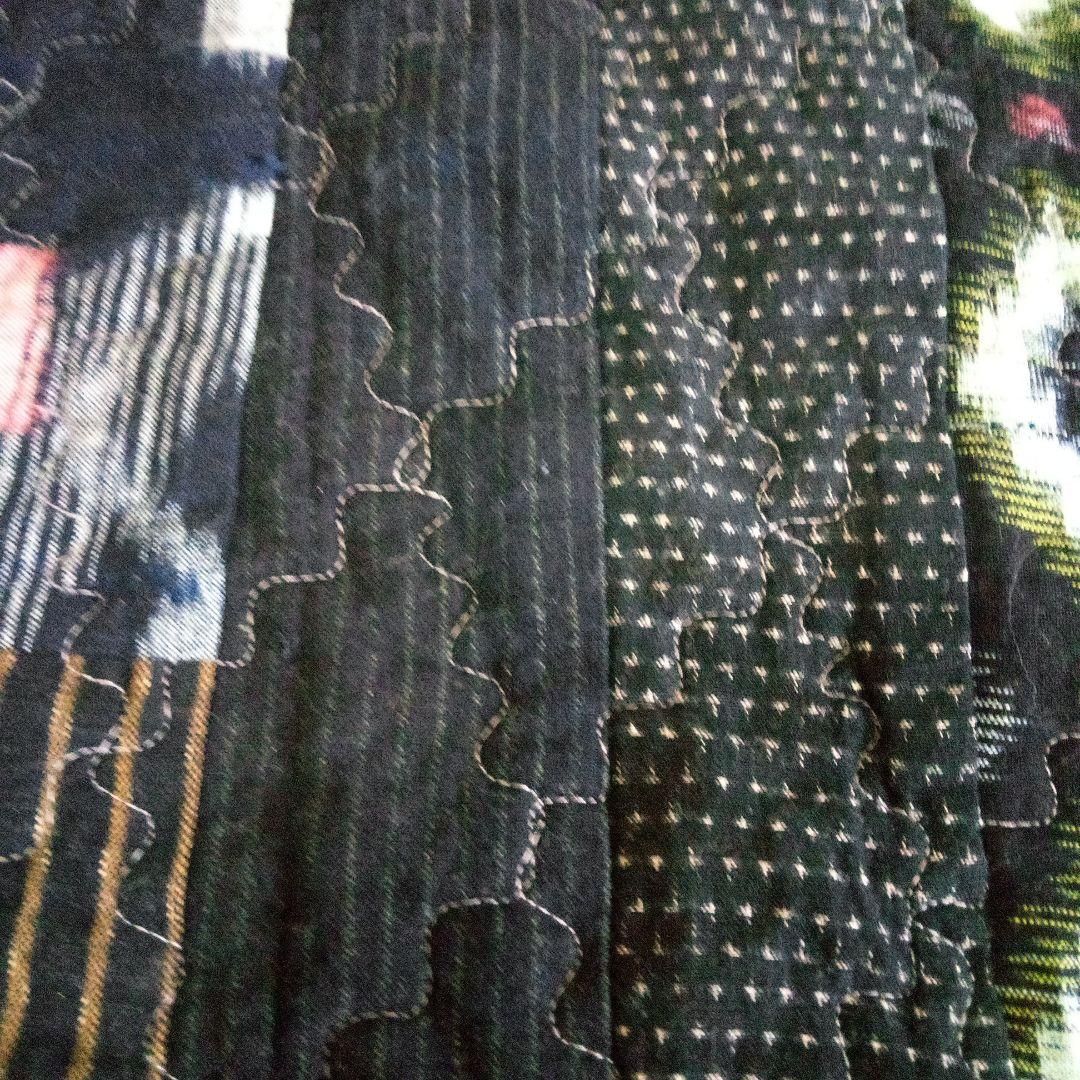 絣リメイク　パッチワーク柄　大判ラグ