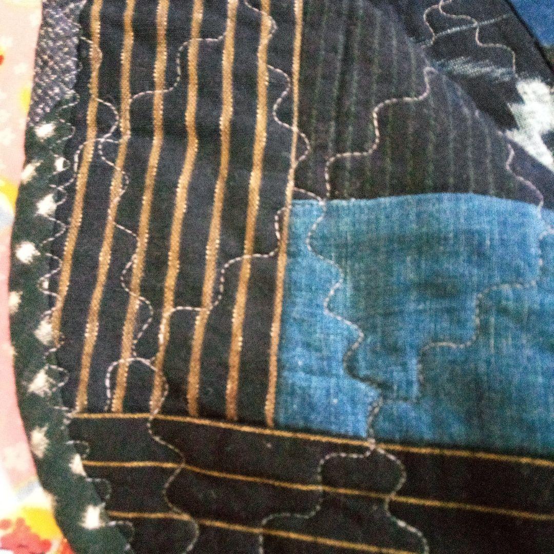 絣リメイク　パッチワーク柄　大判ラグ