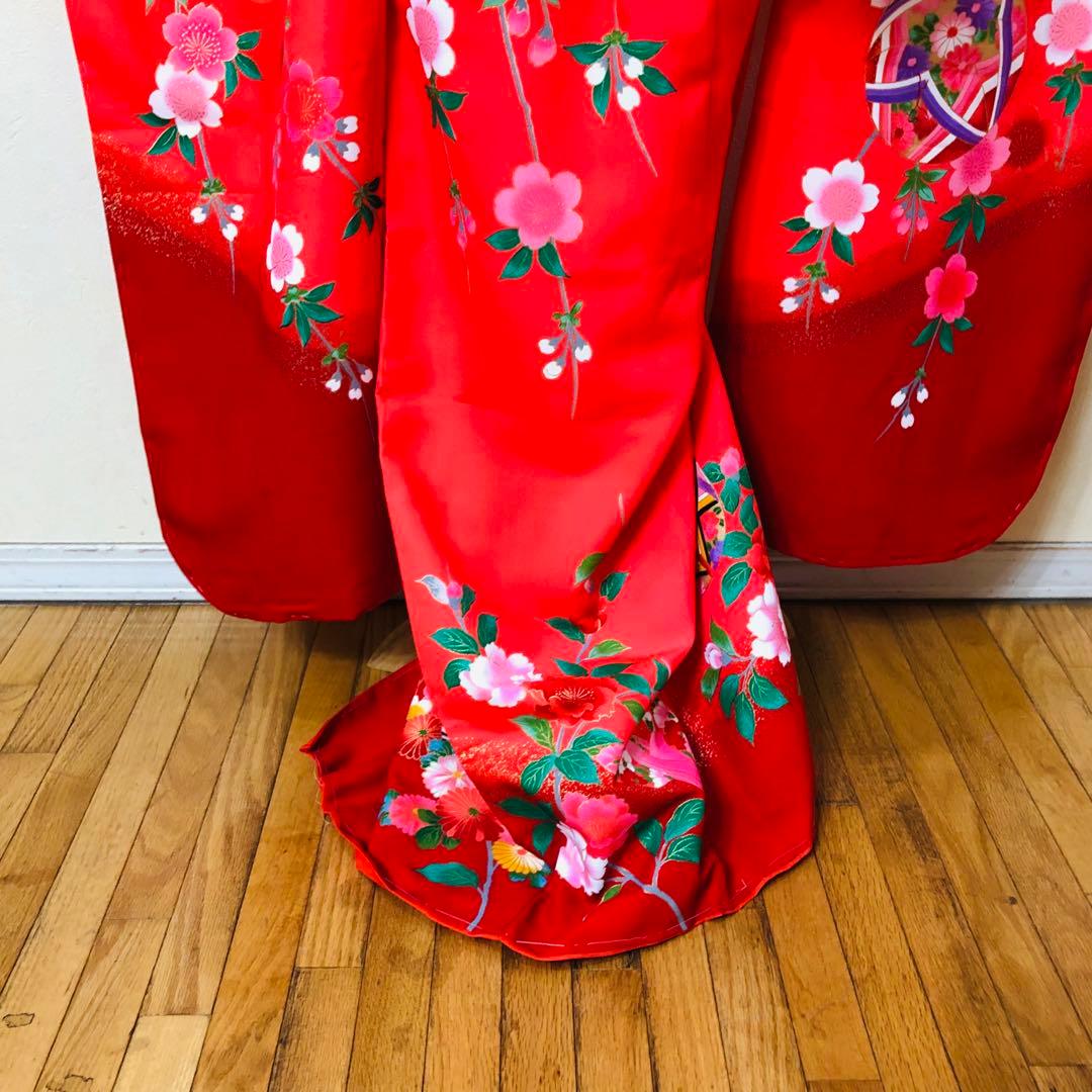 豪華7歳完全フルセット⭐︎未使用しつけ糸付き人気赤地暈し手毬花金彩煌びやか逸品