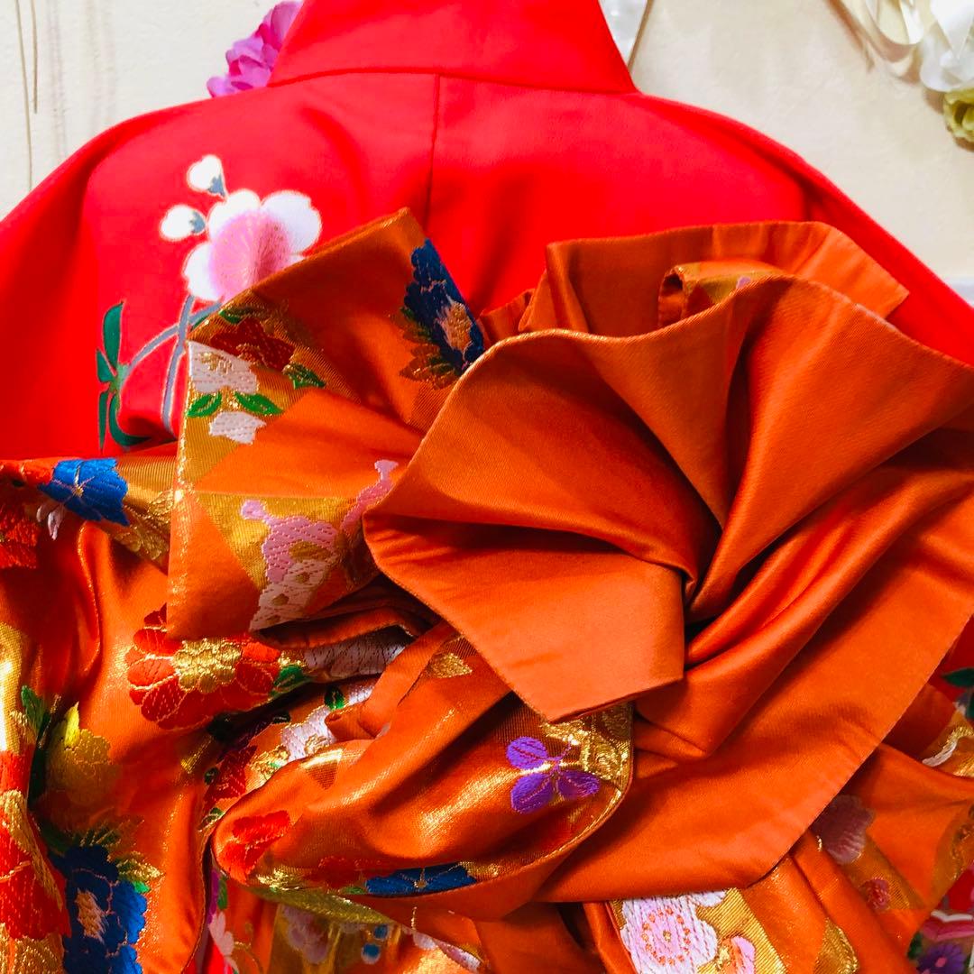 豪華7歳完全フルセット⭐︎未使用しつけ糸付き人気赤地暈し手毬花金彩煌びやか逸品