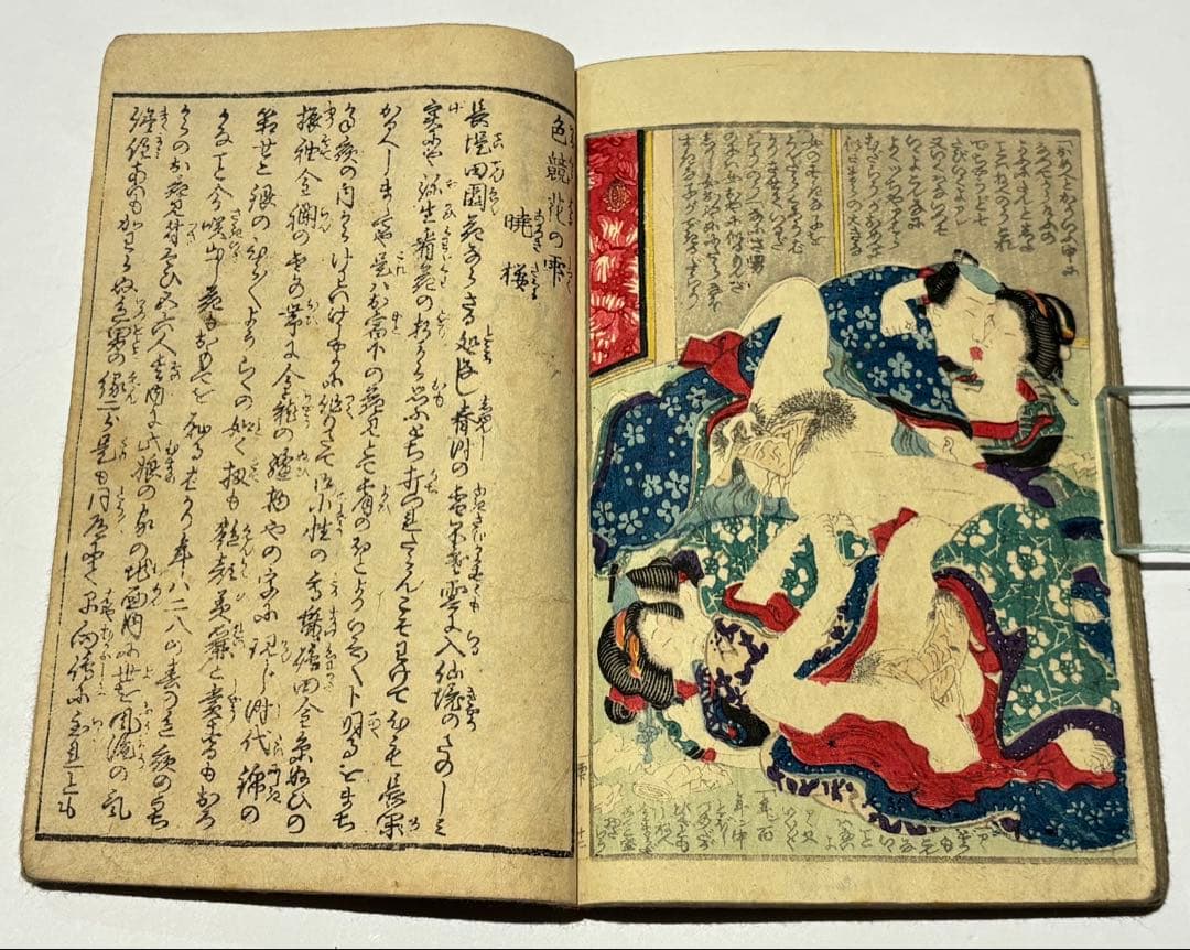 色競花の雫」恋川笑山 明治期刊 彩色木版画 1冊|艶本 春画 浮世絵 和本
