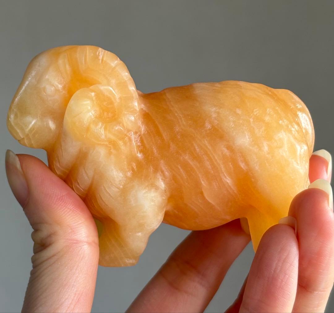 あ〜きゃん♬様　高品質　オレンジカルサイト　大きめヒツジ　ひつじ　カービング　羊