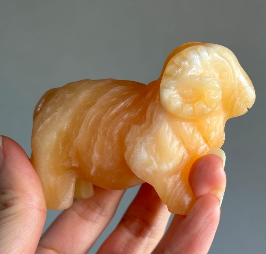 あ〜きゃん♬様　高品質　オレンジカルサイト　大きめヒツジ　ひつじ　カービング　羊