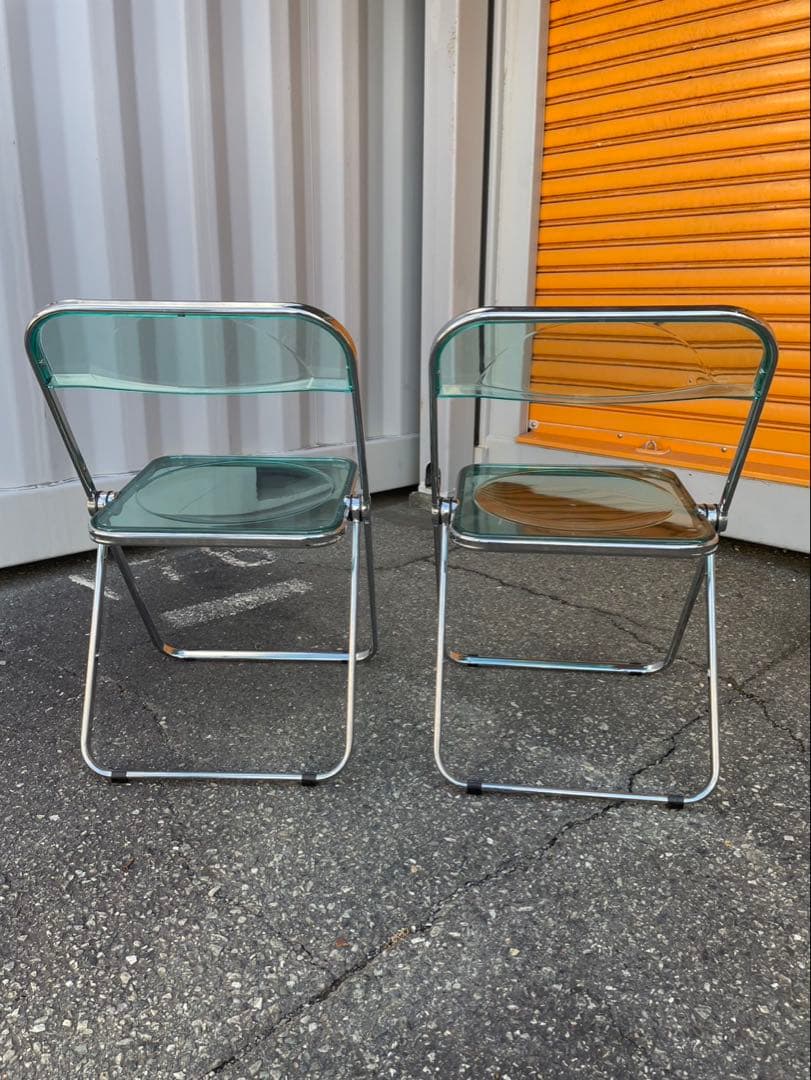 折りたたみ式　クリアチェア　2脚セット