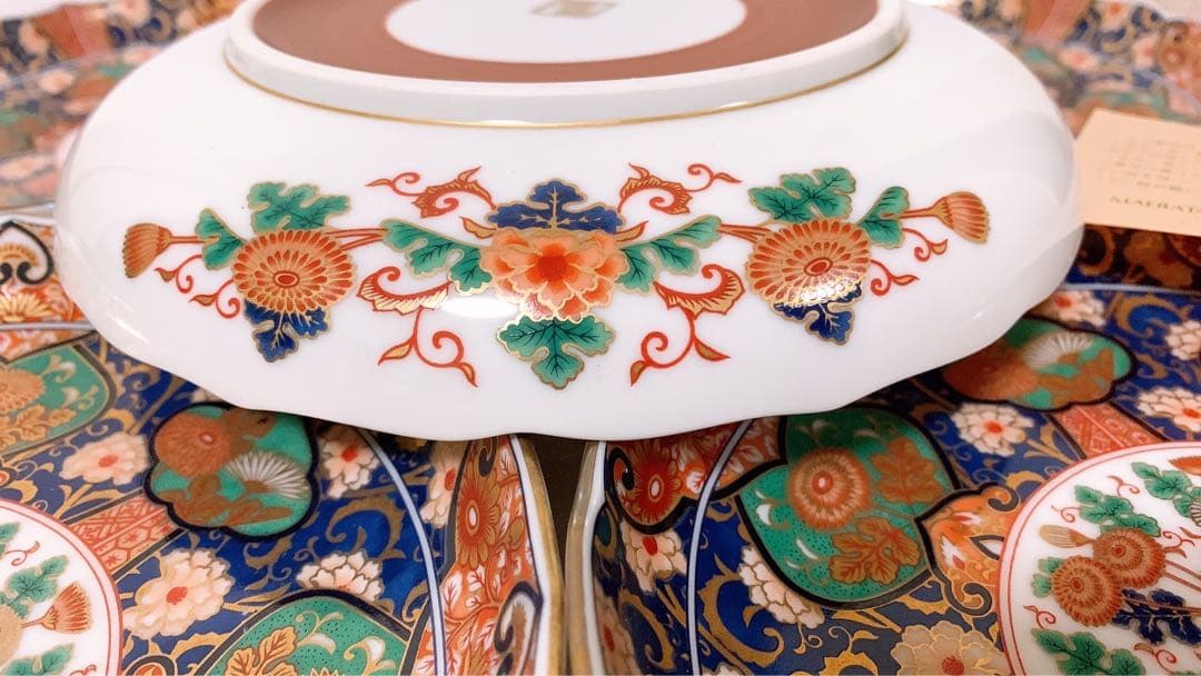 庫山窯　菊金唐草　金襴手　中皿揃い　和皿　5枚