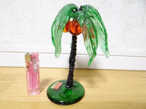 80年代 ビンテージ 沖縄観光記念 琉球ガラス ヤシの木 南国 レトロ 当時物