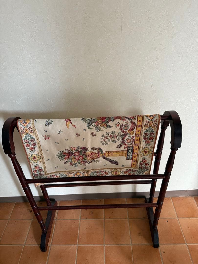 8月末まで掲載英国 イギリス製マホガニークロスハンガーラック木製 ダークブラウン