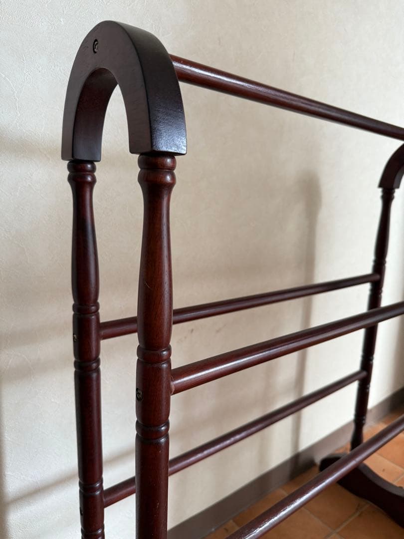 8月末まで掲載英国 イギリス製マホガニークロスハンガーラック木製 ダークブラウン