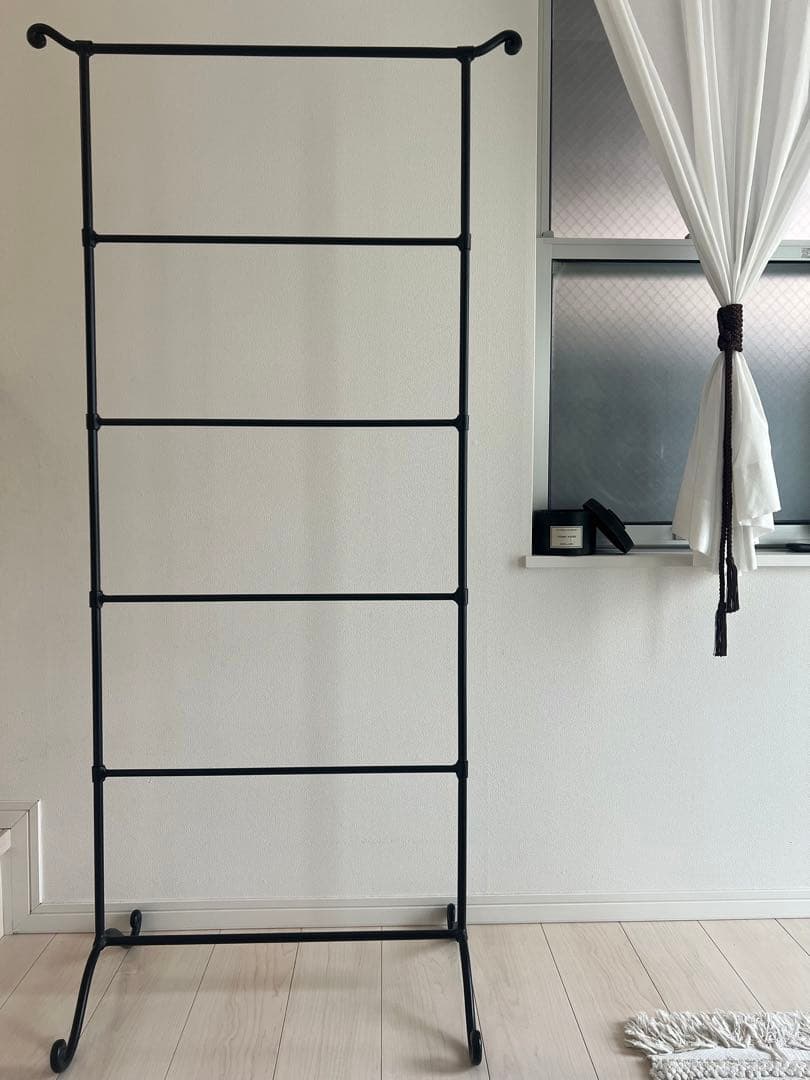 アイアン製 アンティーク調 タオルハンガー 6段 ブラック スリム