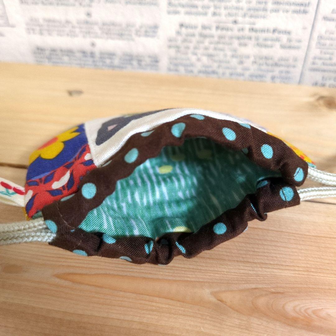 ハンドメイド まるいミニ巾着 (ネコ 水玉 花柄) - メルカリ