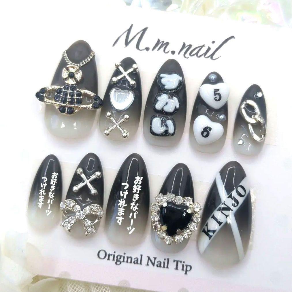オーダー ネイルチップ 地雷系 量産型 惑星 推しネイル 名前パーツ