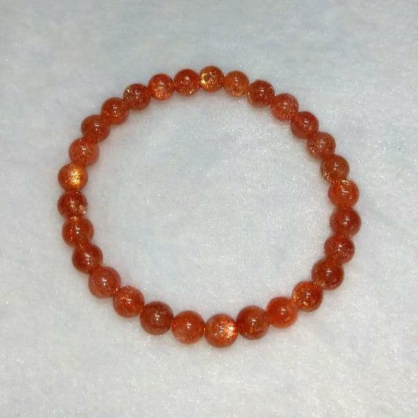 【極上,小粒】メラメラサンストーン ６㎜　ブレスレット　美品　希少　太陽石