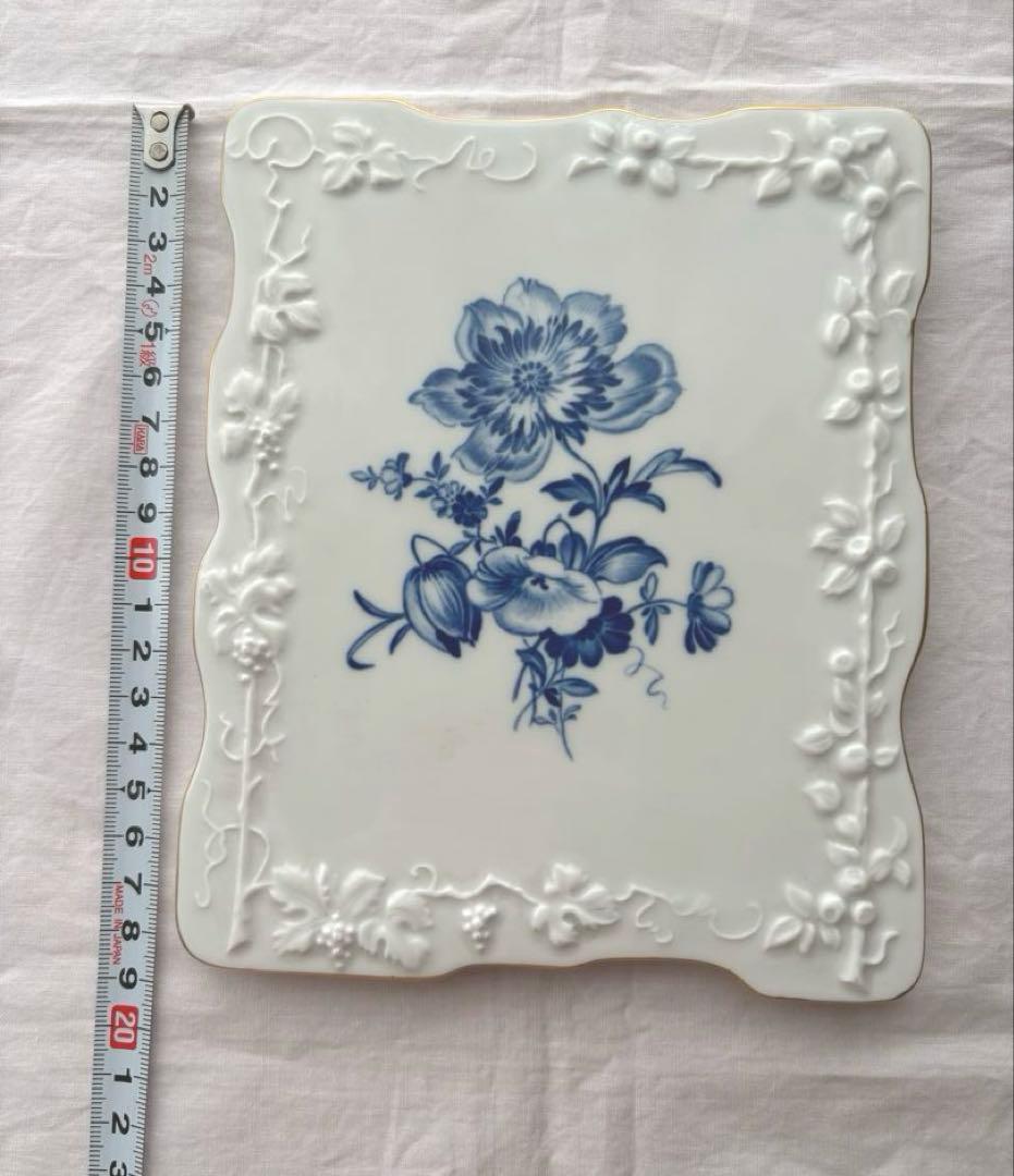 マイセン　陶板飾り絵　ブルーフラワー