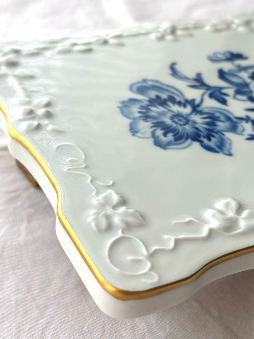 マイセン　陶板飾り絵　ブルーフラワー