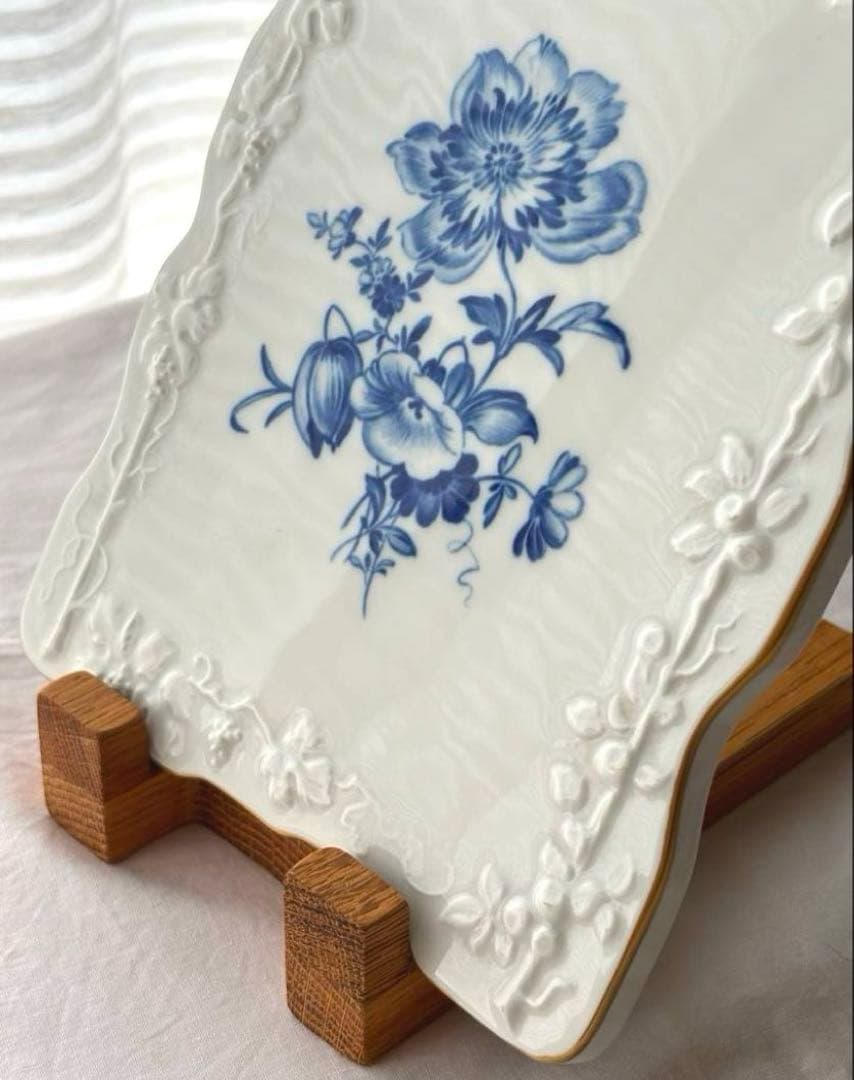 マイセン　陶板飾り絵　ブルーフラワー