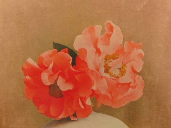 藤田 吉香、唐椿、希少画集画、新品高級額、額装付、状態良好