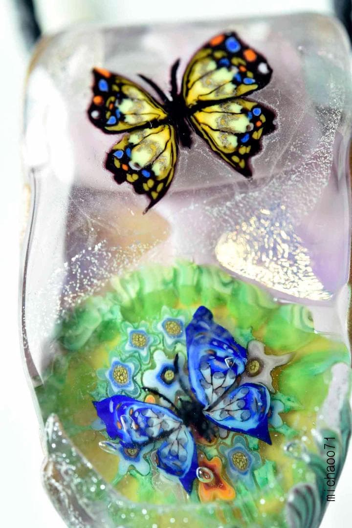 蝶　とんぼ玉 トンボ玉 蜻蛉玉 ペンダントトップ ガラス細工