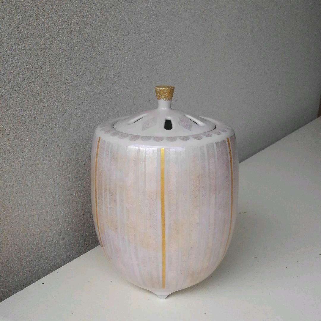 中田一於　九谷焼　香炉　釉裏銀彩