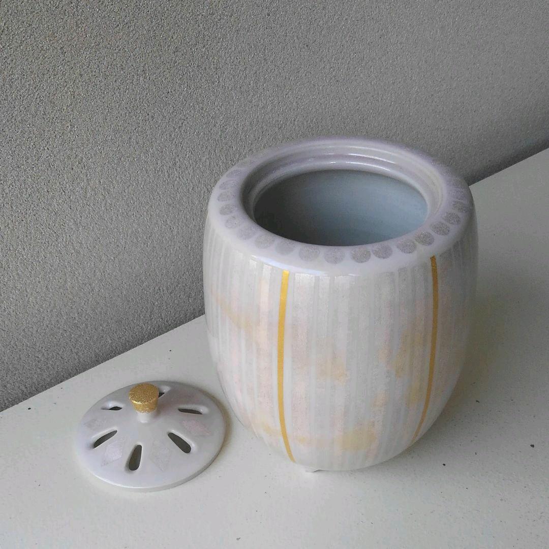 中田一於　九谷焼　香炉　釉裏銀彩