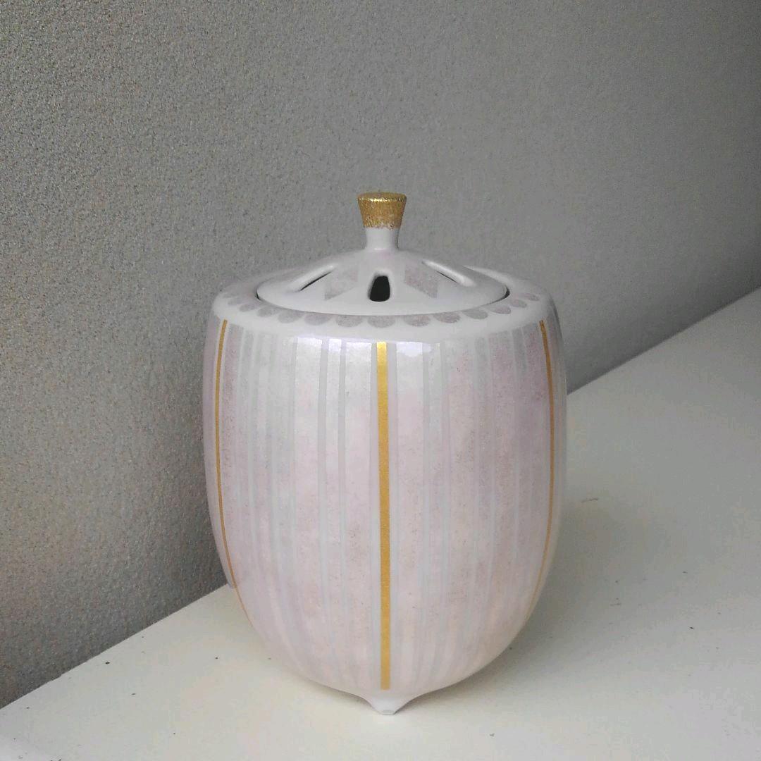 中田一於　九谷焼　香炉　釉裏銀彩