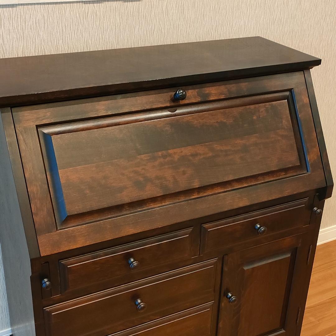 〈美品〉勇峰工芸　ライディングビュロー　デスク　樺材