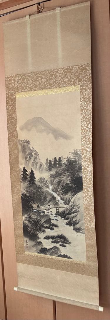 木製掛軸箱2セット、掛軸3金具4付