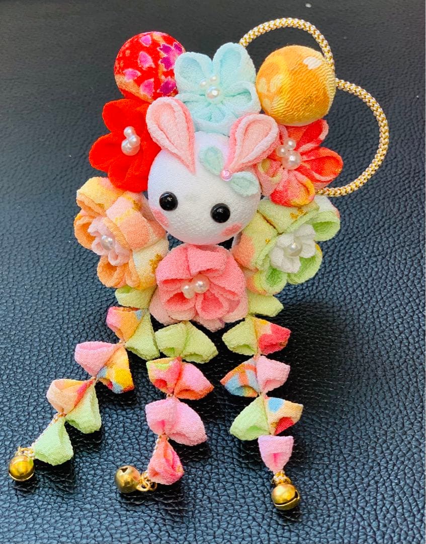 七五三 髪飾り つまみ細工 3歳 浴衣 甚平 パステルカラー うさぎ 5-C