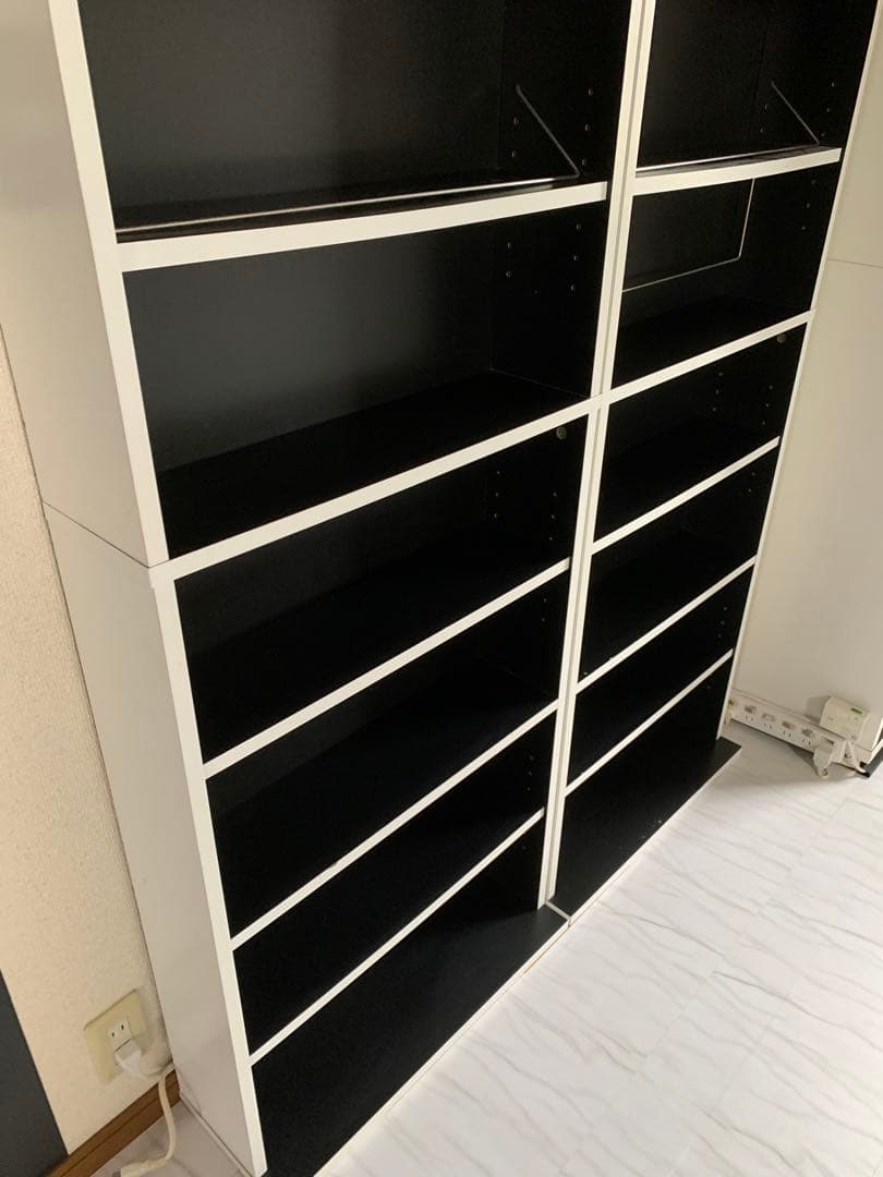 木製　本棚 CD DVD ブルーレイ　ラック　ホワイト/ブラック 10段