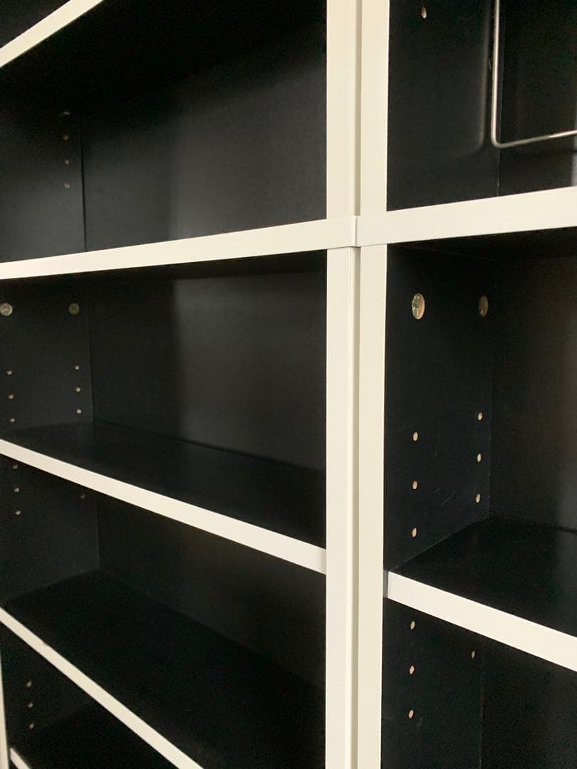 木製　本棚 CD DVD ブルーレイ　ラック　ホワイト/ブラック 10段